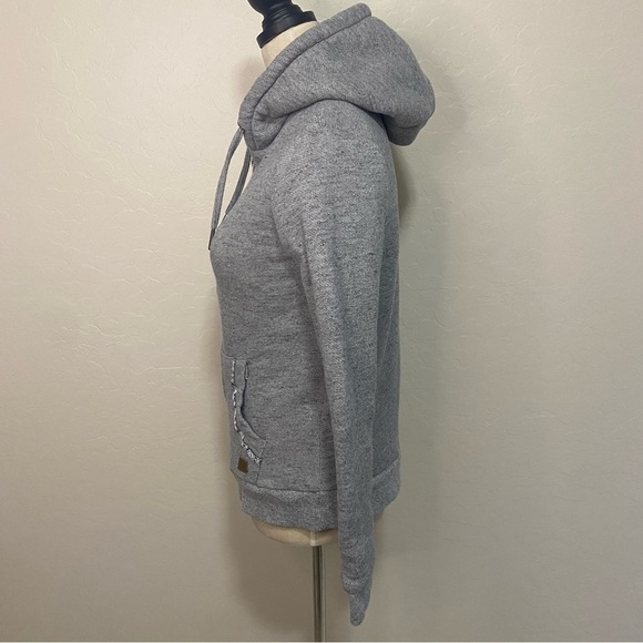 Roxy Sherpa lined gray sweatshirt hoodie Size S/P - Picture 3 of 10